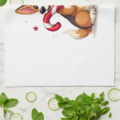 Corgi Candy Cane Joy キッチンタオル (折り畳み)