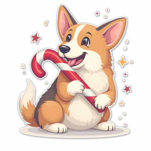Corgi Candy Cane Joy シール (正面)