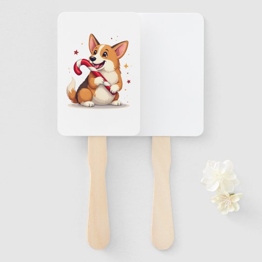 Corgi Candy Cane Joy ハンドファン (正面&裏面)