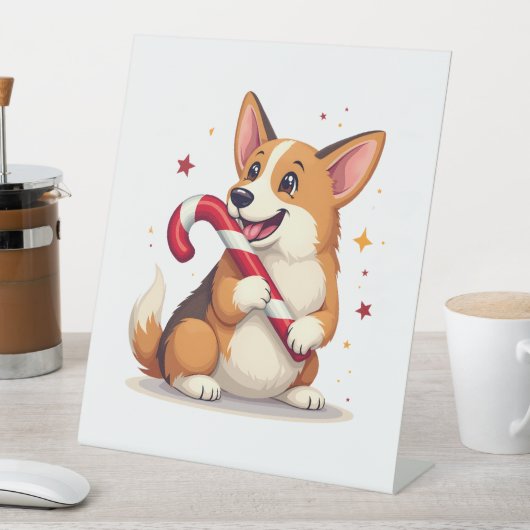 Corgi Candy Cane Joy 台座サイン (インサイチュ)