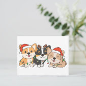 Corgi Christmas Animals Cute Dogs シーズンポストカード (スタンド正面)