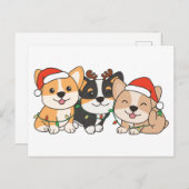 Corgi Christmas Animals Cute Dogs シーズンポストカード (正面/裏面)