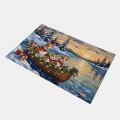Corgi Christmas Boat Holiday ドアマット (アングル)