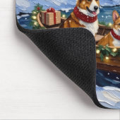 Corgi Christmas Boat Holiday マウスパッド (コーナー)