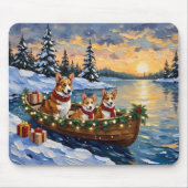 Corgi Christmas Boat Holiday マウスパッド (正面)