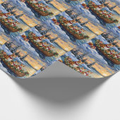 Corgi Christmas Boat Holiday ラッピングペーパー (角)