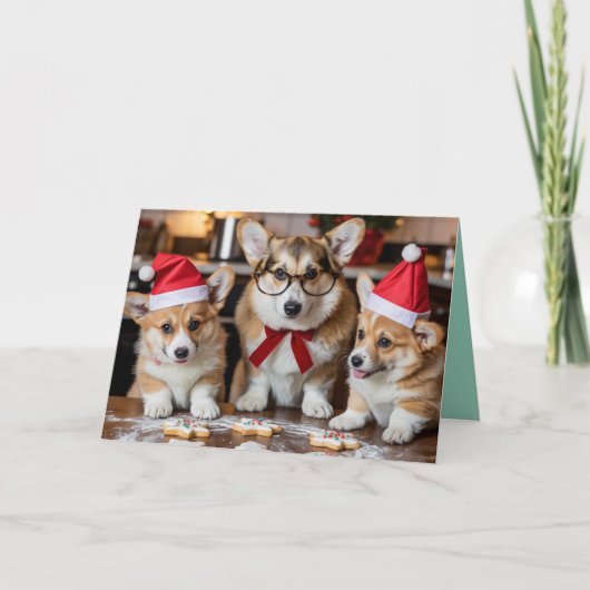 Corgi Christmas Cookie Card カード (正面)