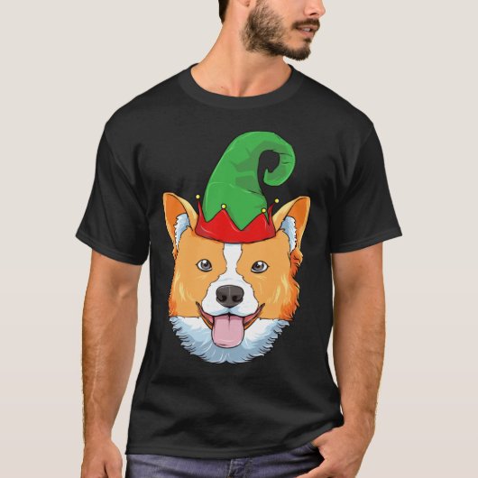 Corgi Christmas Elf Hat  Christmas Dog Holiday Tシャツ (正面)