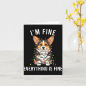 Corgi Christmas I'm Fine Everything Is Fine  カード (黄色い花)