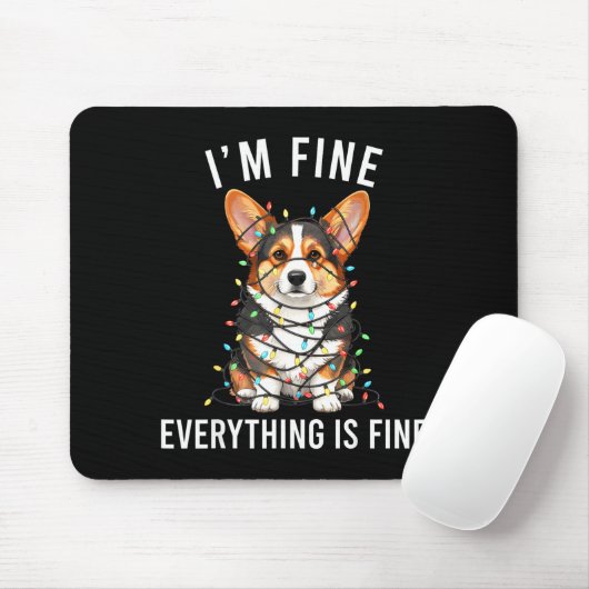Corgi Christmas I'm Fine Everything Is Fine  マウスパッド (マウス)