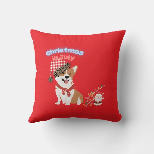 Corgi Christmas in July Ornament クッション (裏面)