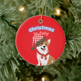 Corgi Christmas in July Ornament セラミックオーナメント