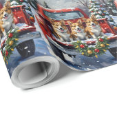 Corgi Christmas Red Truck Holiday ラッピングペーパー (ロールコーナー)