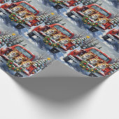 Corgi Christmas Red Truck Holiday ラッピングペーパー (角)