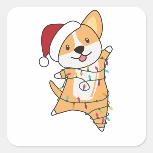 Corgi Christmas Snow Winter Animals Corgis スクエアシール (正面)