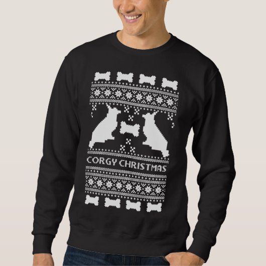 Corgi Christmas Sweater Essential スウェットシャツ (正面)