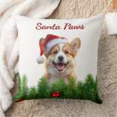 Corgi Christmas Throw Pillow – Santa Paws Design クッション (ブランケット)