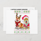 Corgi Christmas Tree Lights Santa Hat Pajama Ugly ポストカード (正面/裏面)
