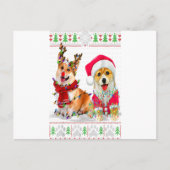 Corgi Christmas Tree Lights Santa Hat Pajama Ugly ポストカード (正面)