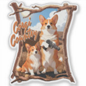 Corgi Country – Funny Corgi Tee, Rustic Americana シール (正面)