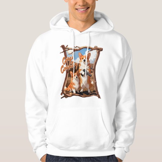 Corgi Country – Funny Corgi Tee, Rustic Americana パーカ (正面)