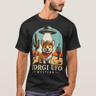 Corgi Cowboy Ufo Funny Western Alien Tシャツ