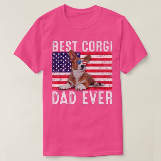 Corgi Dad USA American Flag Corgi Dog Lover Owner Tシャツ (デザイン正面)