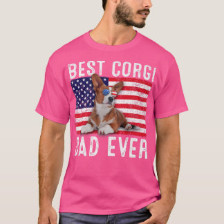 Corgi Dad USA American Flag Corgi Dog Lover Owner  Tシャツ