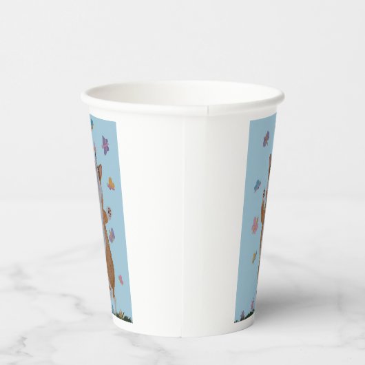 Corgi dancing with butterflies Paper Cups 紙コップ (右)