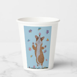 Corgi dancing with butterflies Paper Cups 紙コップ