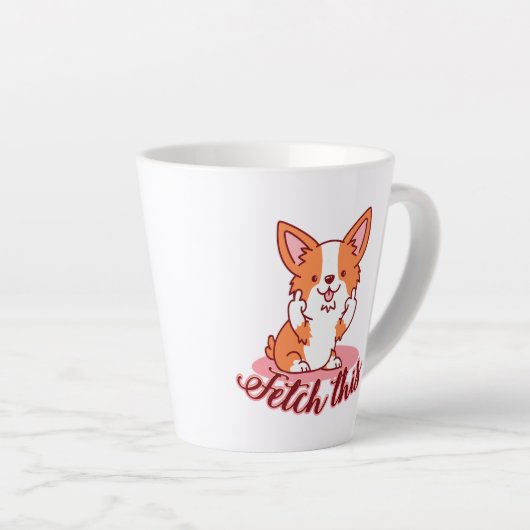 Corgi Dogおもしろい中指で取り出す カフェラテマグ (右アングル)