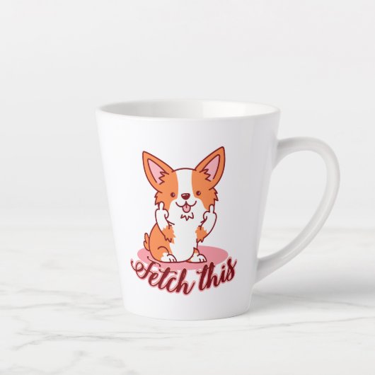 Corgi Dogおもしろい中指で取り出す カフェラテマグ (右)
