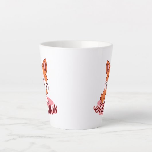 Corgi Dogおもしろい中指で取り出す カフェラテマグ (正面)