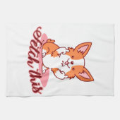 Corgi Dogおもしろい中指で取り出す キッチンタオル (横)