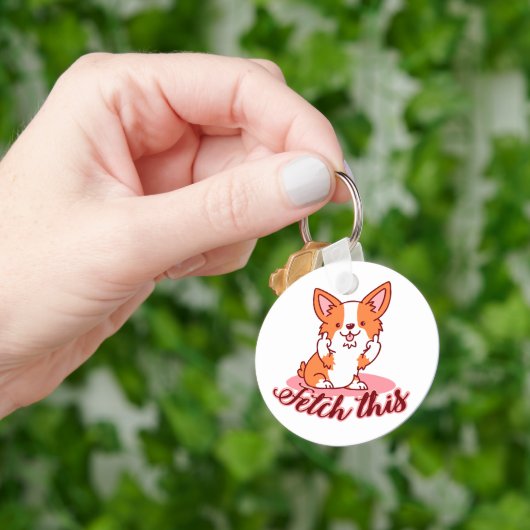 Corgi Dogおもしろい中指で取り出す キーホルダー (手)