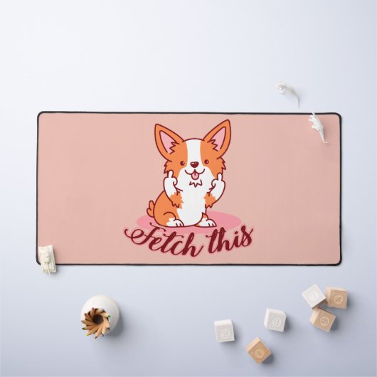 Corgi Dogおもしろい中指で取り出す デスクマット (キッズテーブル)