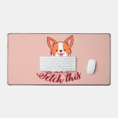 Corgi Dogおもしろい中指で取り出す デスクマット (キーボード&マウス)