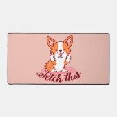 Corgi Dogおもしろい中指で取り出す デスクマット (正面)