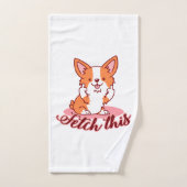 Corgi Dogおもしろい中指で取り出す バスタオルセット (ハンドタオル)