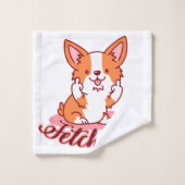 Corgi Dogおもしろい中指で取り出す バスタオルセット (ウォッシュタオル)