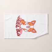 Corgi Dogおもしろい中指で取り出す バスタオルセット (ハンドタオル)