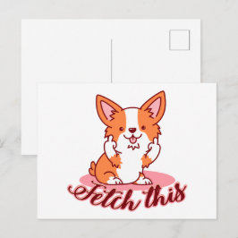 Corgi Dogおもしろい中指で取り出す ポストカード