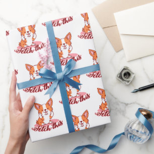 Corgi Dogおもしろい中指で取り出す ラッピングペーパー