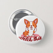Corgi Dogおもしろい中指で取り出す 缶バッジ (正面&裏面)