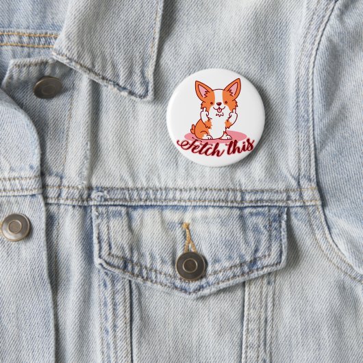 Corgi Dogおもしろい中指で取り出す 缶バッジ (インサイチュ)