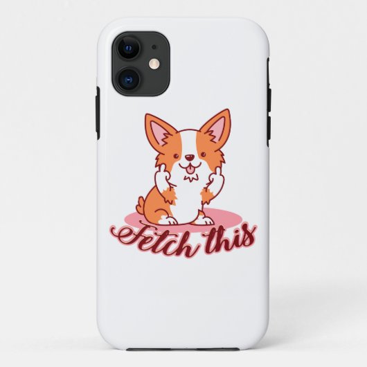 Corgi Dogおもしろい中指で取り出す Case-Mate iPhoneケース (裏面)