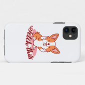 Corgi Dogおもしろい中指で取り出す Case-Mate iPhoneケース (裏面(横))