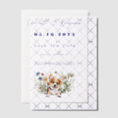 Corgi DogとWilflowers Save the Date ベラム紙招待状 (オフセット (招待状))