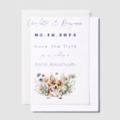 Corgi DogとWilflowers Save the Date ベラム紙招待状 (オフセット)