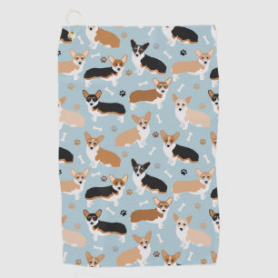 Corgi Dogの手と骨 ゴルフタオル